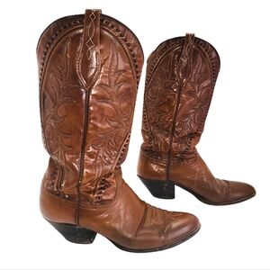 Dan Post Vintage Made in Spain Women Sz.8C Brown Leather Western Cowboy Boots